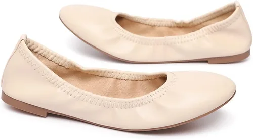 Vista 5 de LM Zapatos planos de ballet para mujer, zapatos planos de punta redonda, zapatos de vestir informales, plegables, portátiles, para viajar
