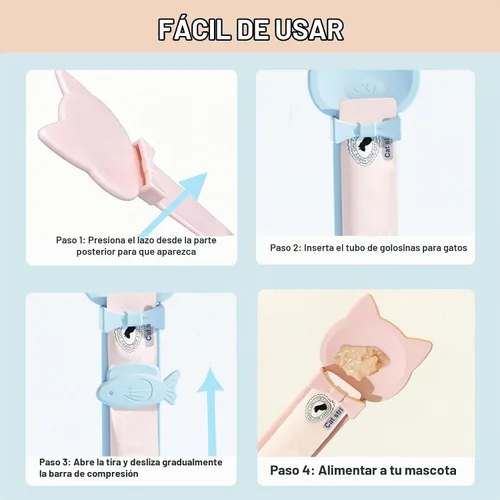 Vista 3 de PETPAWLOVELY-1 unidad Cuchara para Golosinas de Gatos con Exprimidor, Cuchara Dispensadora de Tiras para Gatos, Cuchara Dispensadora Multifunción 1
