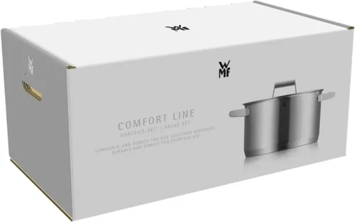 Vista 15 de WMF Comfort Line Advantage - Juego de cacerolas de inducción de 5 piezas con tapa de vidrio, acero inoxidable mate Cromargan, escala, apilable, sin