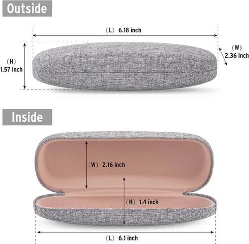 Vista 2 de Marvolia Funda rígida para lentes, funda protectora de tela de lino para lentes de sol para hombres y mujeres
