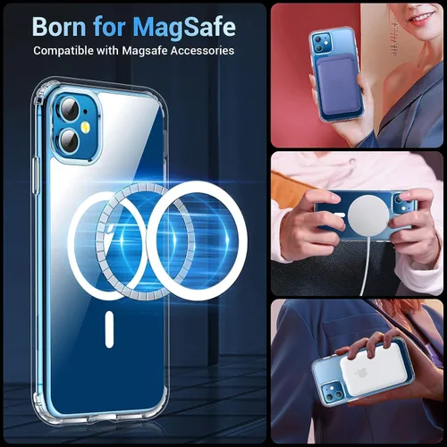 Vista 3 de jaroco Funda magnética para iPhone 11 con protector de pantalla, protección resistente, compatible con MagSafe, protección contra caídas de grado