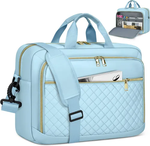Vista 18 de NEWHEY Bolsa para laptop de 17.3 pulgadas, maletín para computadora portátil para mujeres y hombres, bolsa de hombro impermeable, bolsa de mensajero