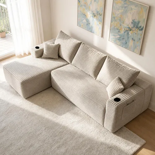 Vista 24 de Sofá deshuesado de 96 pulgadas, sofá modular en forma de L, color negro