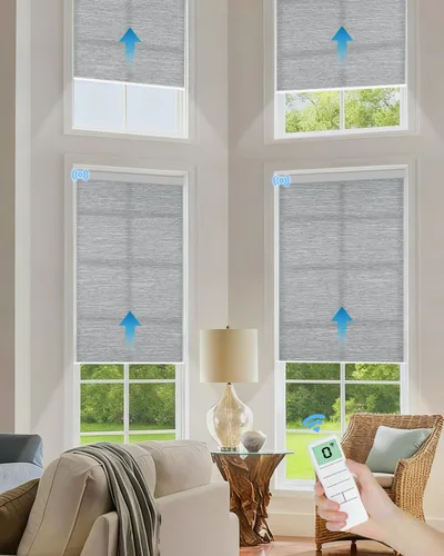 Vista 20 de Tokblind Persianas enrollables motorizadas de filtrado de luz con control remoto, persianas inteligentes para ventanas compatibles con Alexa Google