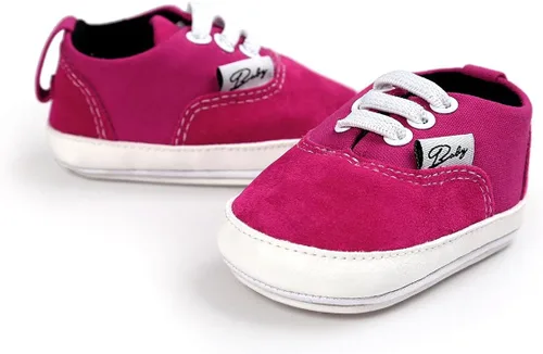 Vista 6 de Unisex Baby Girls Boys Shoes Infant Canvas Sneakers Anti-Slip Rubber Sole Newborn Crib Shoes Toddler Outdoor Athletic First Walkers