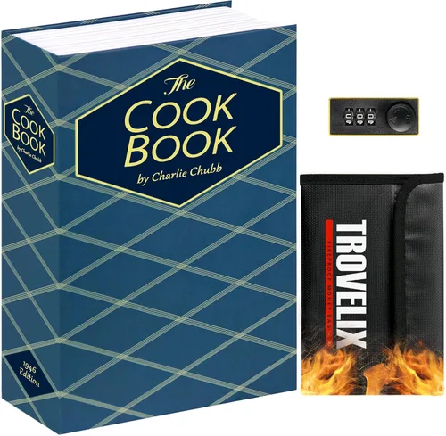 Vista 13 de Caja fuerte de libro con cerradura de combinación, caja fuerte oculta (9.5 x 6.2 x 2.2 pulgadas) con bolsa ignífuga, caja fuerte de diversión