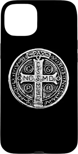 Vista 9 de Funda cristiana católica para iPhone 16 con medalla de San Benito de San Benito