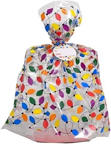 Vista 6 de 12 bolsas de celofán para galletas que incluyen 12 lazos de cinta