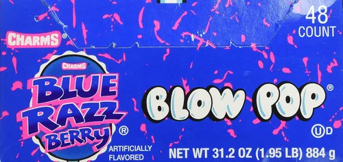 Vista 3 de Charms Blue Razzberry Blow Pops Lollipops Cantidad: 48