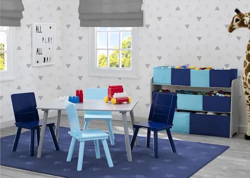 Vista 7 de Delta Children Conjunto de mesa y sillas para niños (4 sillas incluidas), gris/azul