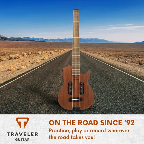Vista 7 de Traveler Guitar Escape Mark III - Guitarra acústica de caoba Acústica portátil con amplificador de auriculares integrado Guitarra sin cabeza a