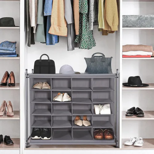 Vista 2 de STORAGE MANIAC Organizador apilable para zapatos, zapatero independiente para entrada, dormitorio, apartamento, armario, 20 cubos, gris