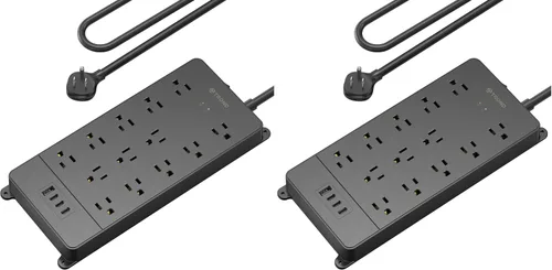 Vista 21 de TROND - Alargador de corriente con enchufe plano giratorio 360°, protector contra sobretensiones, 13 tomas amplias con 3 puertos USB C, 4000 J