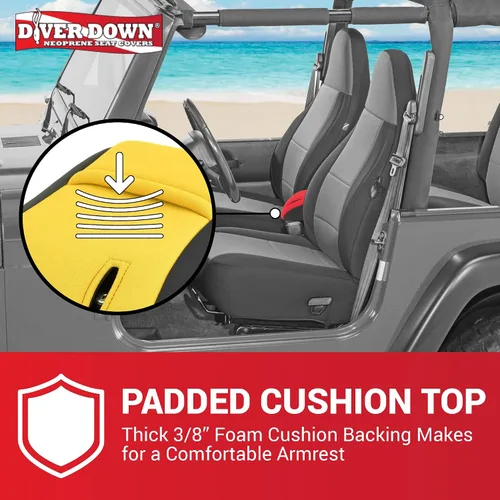 Vista 4 de Diver Down Funda de neopreno para consola central - Compatible con Jeep 1997-2006 TJ Wrangler - Funda para apoyabrazos acolchada - No quema el codo