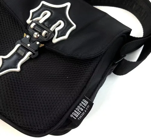 Vista 4 de Trapstar - Bolso reflectante Trapstar, bolso cruzado Trapstar, tela Oxford de moda ligera para hombre, bolso de hombro hip hop, Negro