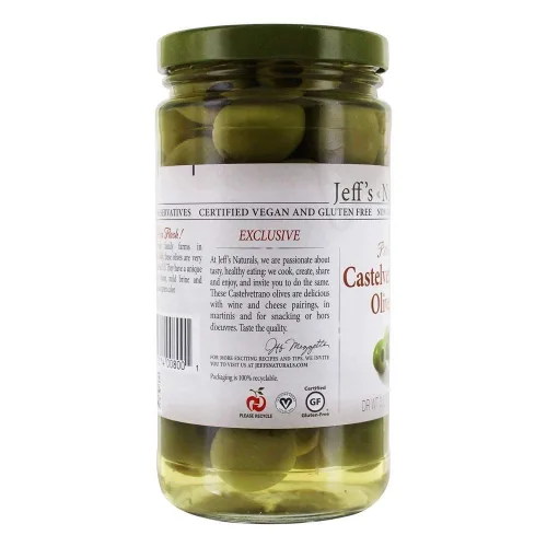 Vista 4 de Jeff's Garden, Olives Green Castelvetrano sin hueso, 5.5 onzas