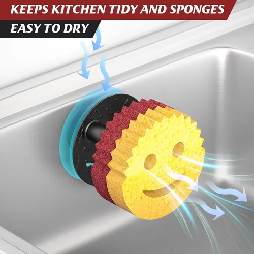 Vista 4 de Kontoyo - Soporte de esponja para fregadero de cocina, organizador de lavabo con instalación de ventosa para cocina/baño, autodrenaje, organizador