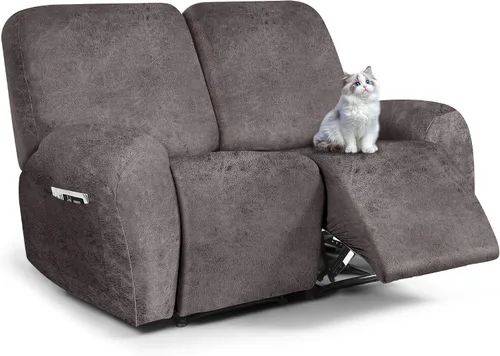Vista 17 de ANARACHON Fundas para sillas reclinables con aspecto de cuero, funda elástica de 4 piezas, funda suave para silla reclinable, protector de muebles