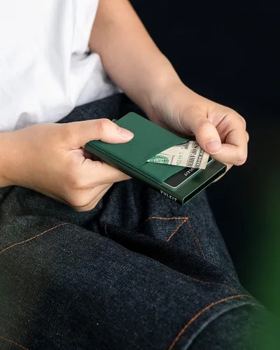 Vista 33 de VULKIT Card Holder with Money Pocket Pop Up Wallet RFID Blocking Slim Metal Bank Card Case Holds 5 Cards and Notes