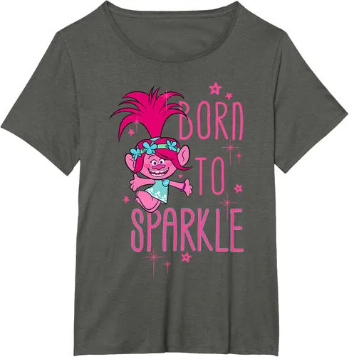 Vista 65 de DreamWorks Trolls Camiseta Born to Sparkle Negro