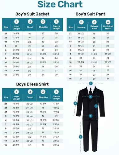 Vista 6 de Boy's 5-Piece Suit Set - Includes Suit Jacket, Dress Pants, Matching Vest, White Dress Shirt, Neck Tie