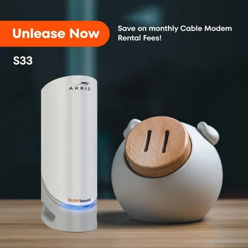 Vista 3 de ARRIS SURFboard S33 DOCSIS 3.1 - Módem de cable Multi-Gig Puertos Ethernet de 2.5Gbps + 1Gbps Funciona con Xfinity, Cox, Spectrum Para planes