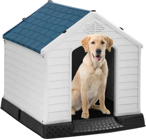 Vista 19 de FDW Casa para Perros Interior Exterior Durable Ventilada Impermeable para Mascotas de Plástico para Perros Pequeños Medianos y Grandes Refugio