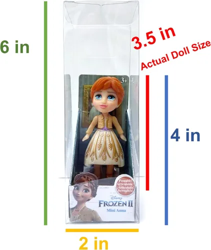 Vista 3 de Amarina Empaquetado en caja transparente para regalo, mini muñeca de 3.5 pulgadas, elige entre los 14 personajes de Frozen (Anna Gold) (217584PQ)