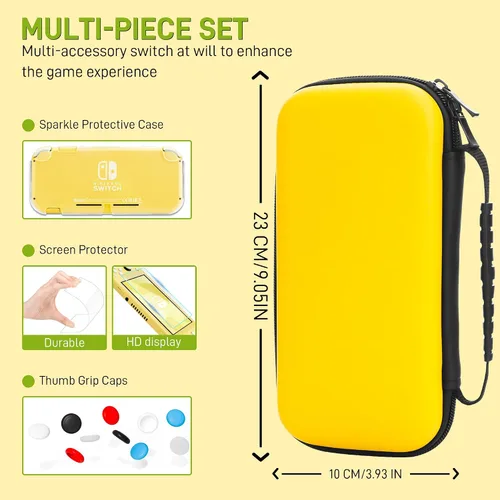 Vista 2 de RHOTALL Switch Case for Nintendo Switch Lite, Solid Color Portable Travel Carry Case 4 in 1 Accessories Kit with Carrying Case, Clear Protective