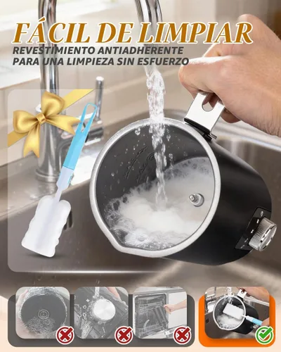 Vista 6 de Espumador de leche eléctrico 5 en 1, espumador de leche automático para hacer chocolate caliente con mango de grano de madera, calentador de leche