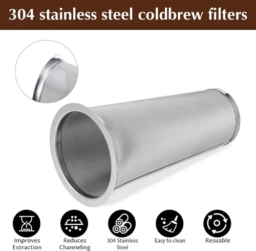 Vista 3 de Paquete de 3 filtros de café frío para tarros Mason de boca ancha de 64 onzas, filtro de acero inoxidable 304, filtro de malla ultra fina