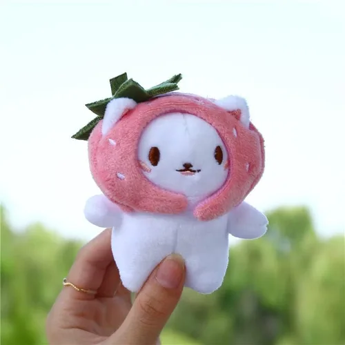 Vista 3 de Señora Niña Lindo Peluche PP Algodón Desmontable Taiyaki Sombrero Gato Llavero De Peluche Creativo Llavero De La Mochila Colgante Llavero