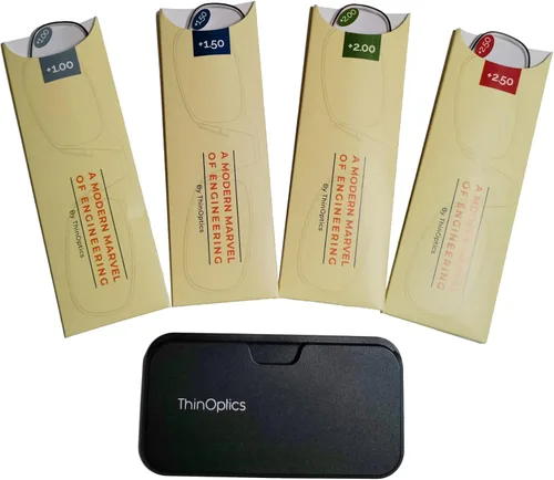 Vista 4 de ThinOptics Find Your Strength Clarity Kit Gafas de lectura rectangulares, color negro, 1.750 in + 2.5