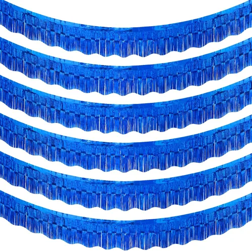 Vista 10 de LOLStar Paquete de 6 guirnaldas de flecos de papel de aluminio de oropel negro, decoraciones de fiesta de cumpleaños, pancarta de serpentinas