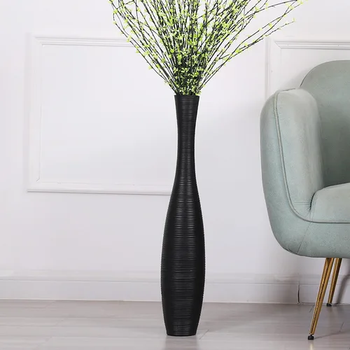 Vista 18 de Leewadee Florero decorativo alto para decoración de sala de estar, 20 ″, negro, resina