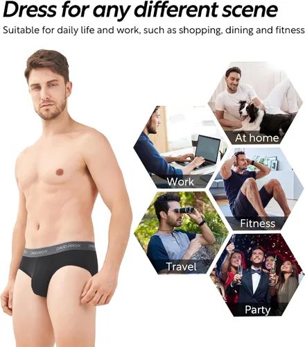 Vista 6 de DAVID ARCHY Calzoncillos de rayón para hombre hechos de ropa interior de bambú, ajuste cómodo, súper suave, cómodo, sin bragueta, paquete de 4 o 7