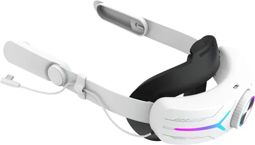 Vista 2 de QWOS RGB Comfort Battery Head Strap 8000mAh for Oculus Quest 2 - Extend 7hrs Playtime - Adjustable Elite Strap with Super Soft Thickened Pad for