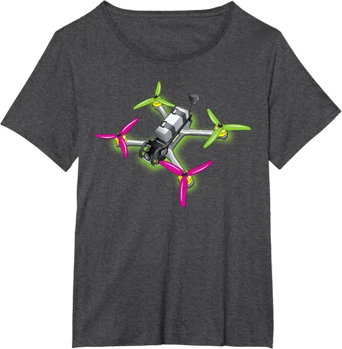 Vista 30 de Freestyle FPV Racing Drone Pilot Acro Quadcopter - Camiseta de sandía, Negro, S