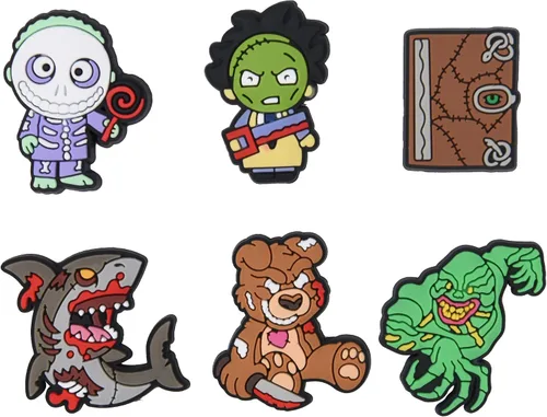 Vista 6 de XQNB Dijes de PVC para zapatos, película de terror, accesorios de decoración de zapatos de Halloween, accesorios para niños, niñas, niños y adultos