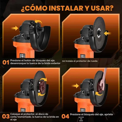Vista 5 de Amoladora angular de 850W: Amoladora angular de 4-1/2 pulgadas - Amoladora angular de 11000RPM con 5 piezas de ruedas de corte y molienda, mango