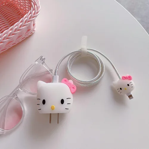 Vista 3 de Bonita funda protectora 3D de dibujos animados para cargador de pared, compatible con adaptador de corriente USB-C de 20 W de Apple y cable
