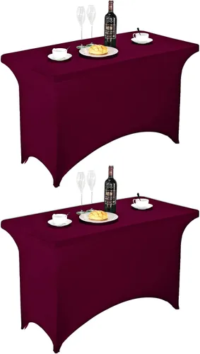 Vista 32 de FORLIFE - Funda de mesa de elastano, mantel ajustado de 4 pies para mesas rectangulares, funda elástica para patio, universal para bodas, banquetes