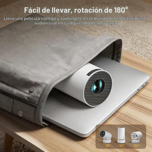 Vista 7 de SGV Mini proyector inteligente para dormitorio, soporte 4K, proyector portátil para exteriores con Android 12, WiFi y Bluetooth 5.2, Keystone