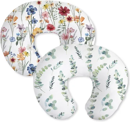 Vista 16 de Little Grape Land Juego de 2 fundas de almohada de algodón para lactancia, suaves y transpirables, extraíbles para almohadas de alimentación, fundas