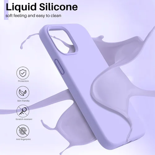 Vista 3 de ORNARTO Funda compatible con iPhone 12 PRO MAX de 6.7 pulgadas, silicona líquida delgada de 3 capas de goma de gel suave cubierta completa con forro
