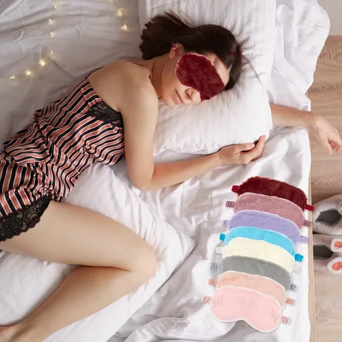 Vista 6 de RAYNAG Paquete de 4 mascarillas esponjosas para dormir, con venda suave y sedosa en la espalda, regalos acogedores para mujeres y hombres, viajes