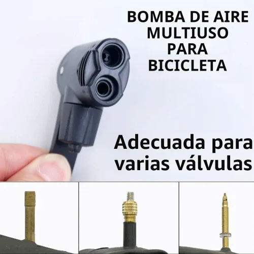 Vista 4 de Bomba de pista de bicicleta de doble cabezal - 2 piezas con conector de válvula de bicicleta y adaptador