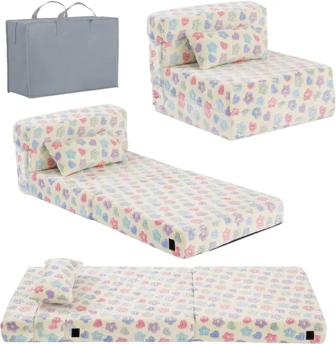 Vista 13 de Tiita Colchón de Piso Plegable para Sofá Cama para Niños, Colchoneta de Siesta de Piso Plegable Lavable para Niños Pequeños, Sofá Futón Plegable