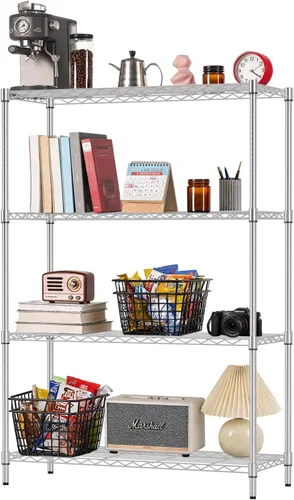 Vista 13 de FDW Estante de metal ajustable de 5 niveles con ruedas, capacidad de 250 libras, fácil montaje, ideal para espacios pequeños Negro