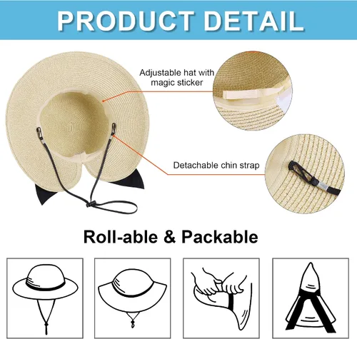 Vista 4 de Verabella - Sombreros de sol para mujer ligeros, plegables y fáciles de empacar para playa, FPU 50+